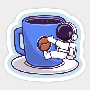 Cute Astronaut Hug Coffee Space Cup Cartoon Sticker